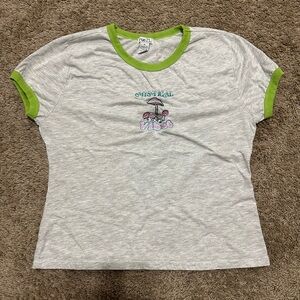 Rue21 Light Gray Tee with Lime Green Trim A-103